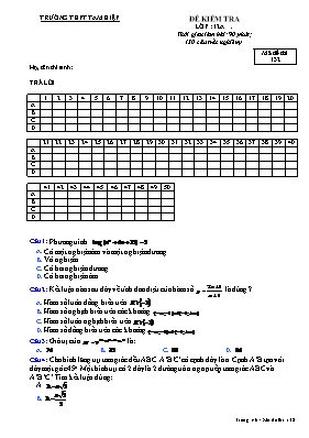 Đề kiểm tra lớp 12 môn Toán - Mã đề thi 132